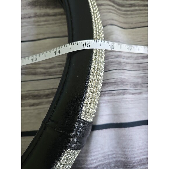 Car Diamond Leather Steering Wheel Cover Bling Crystal 15" Round Pretty Snug - Picture 11 of 12